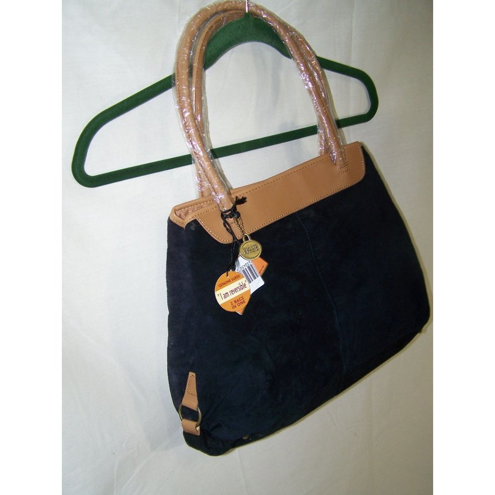 Maggie B Bag Shoulder Tote Reversible NWT Leather Black